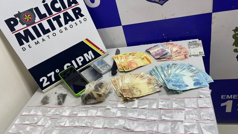 Traficante é preso com porções de drogas e R$ 9,8 mil em dinheiro em bar